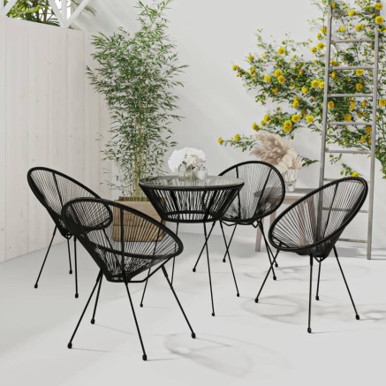 Ensemble à dîner d'extérieur 5 pcs Rotin PVC Noir