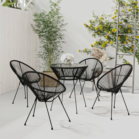 Ensemble à dîner d'extérieur 5 pcs Rotin PVC Noir