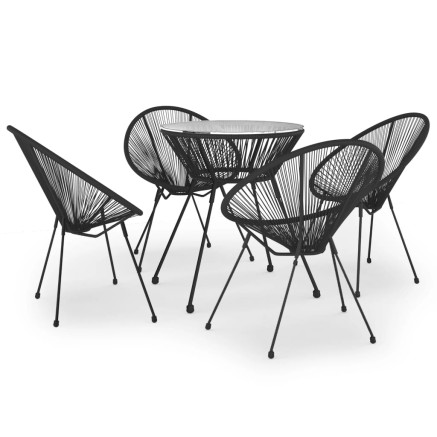 Ensemble à dîner d'extérieur 5 pcs Rotin PVC Noir 2