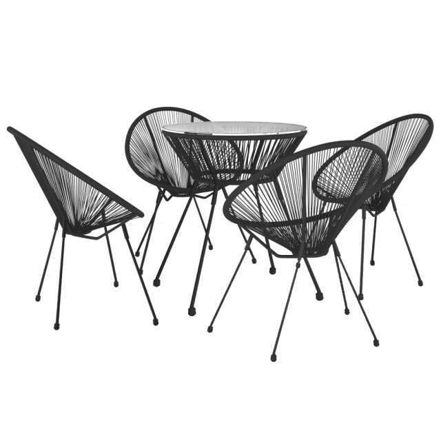 Ensemble à dîner d'extérieur 5 pcs Rotin PVC Noir