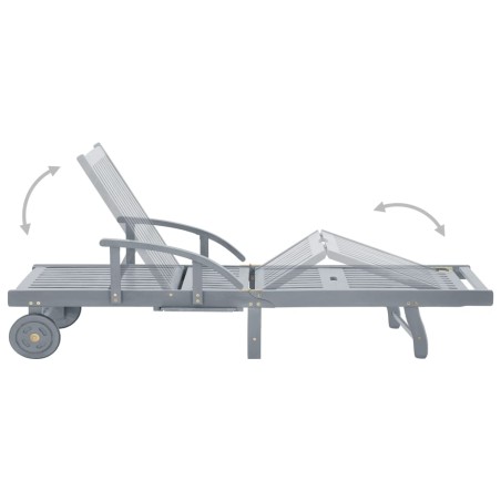 Chaise longue de jardin avec coussin Bois d'acacia solide