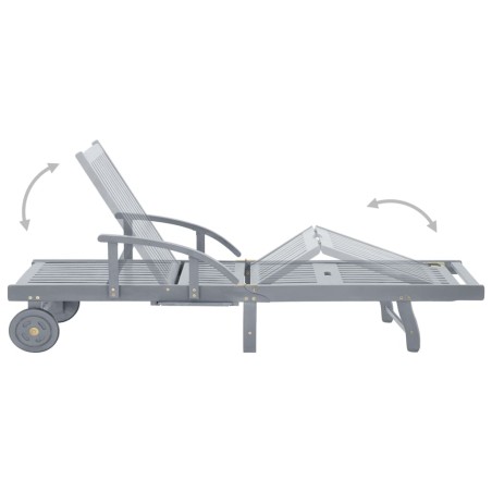 Chaise longue de jardin avec coussin Bois d'acacia solide