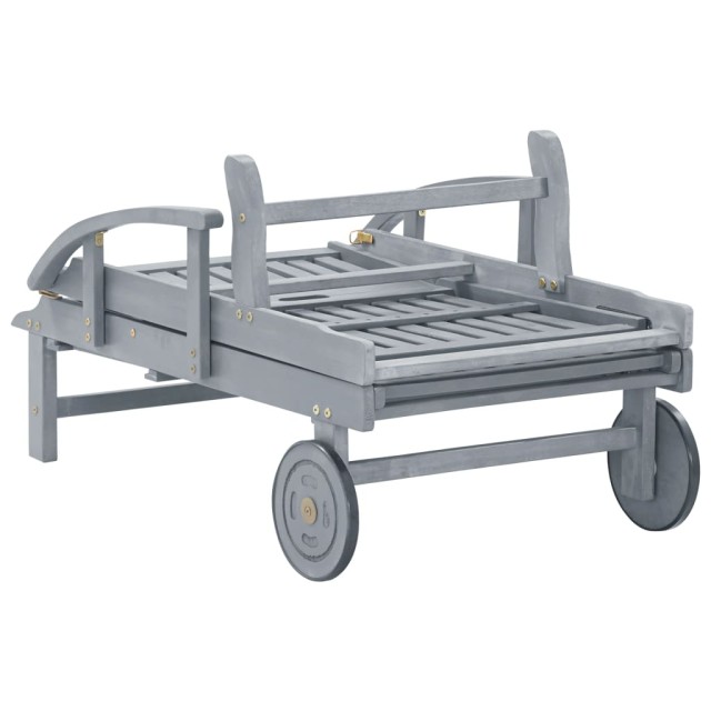 Chaise longue de jardin avec coussin Bois d'acacia solide