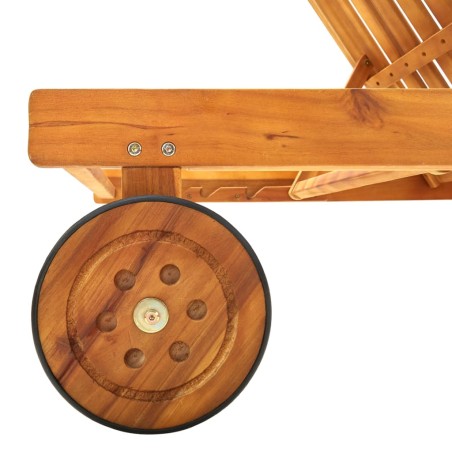 Chaise longue de jardin avec coussin Bois d'acacia solide