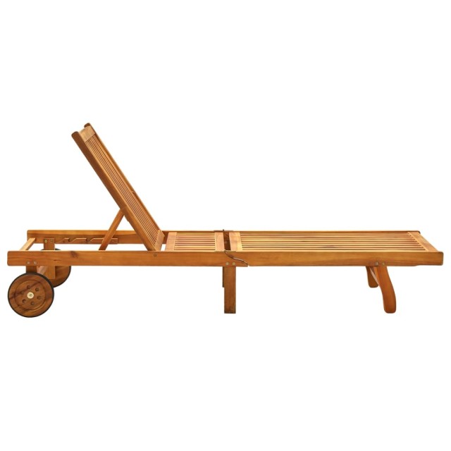 Chaise longue de jardin avec coussin Bois d'acacia solide