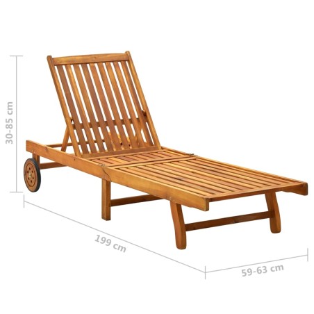 Chaise longue de jardin avec coussin Bois d'acacia solide