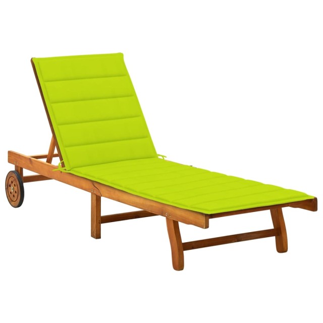 Chaise longue de jardin avec coussin Bois d'acacia solide