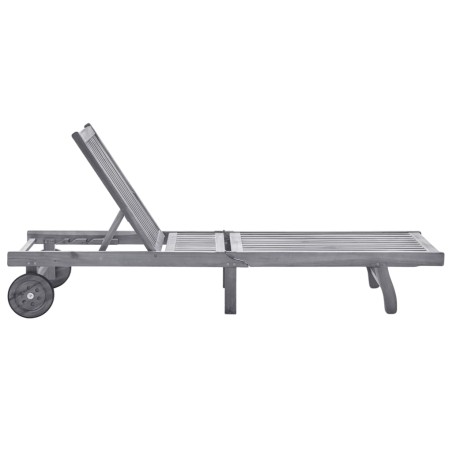 Chaise longue de jardin avec coussin Gris Bois d'acacia solide