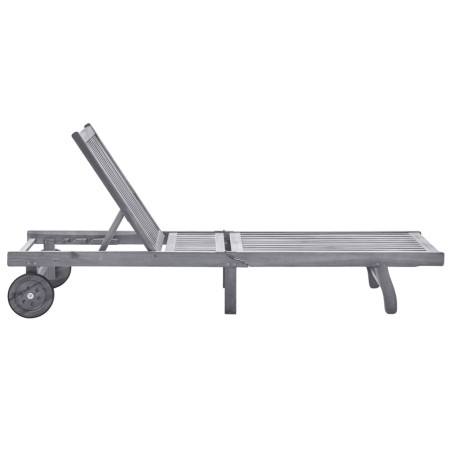 Chaise longue de jardin avec coussin Gris Bois d'acacia solide