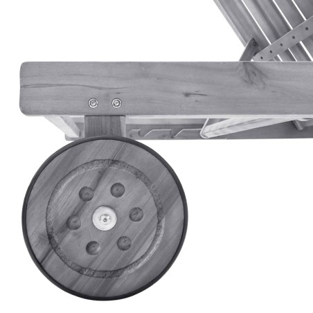 Chaise longue de jardin avec coussin Gris Bois d'acacia solide