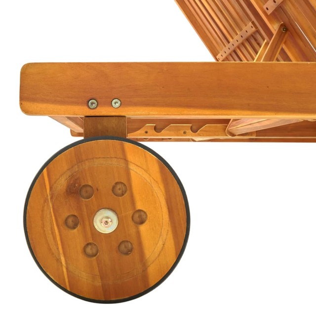 Chaise longue de jardin 2 places avec coussins Acacia solide