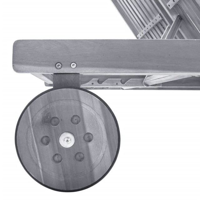 Chaise longue de jardin 2 places avec coussin Gris Acacia