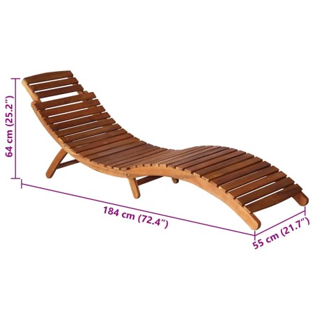 Chaise longue de jardin avec table et coussin Bois d'acacia