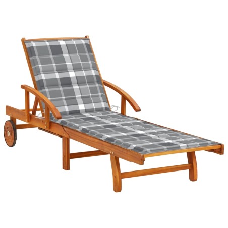 Chaise longue de jardin avec coussin Bois d'acacia solide