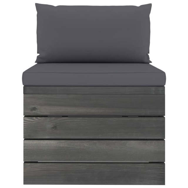 Salon palette de jardin 2 pcs avec coussins Bois de pin massif