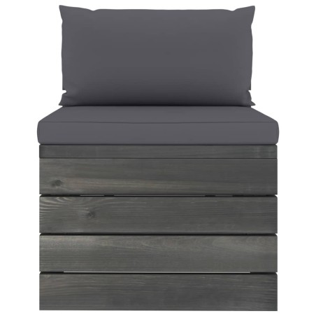 Salon palette de jardin 2 pcs avec coussins Bois de pin massif