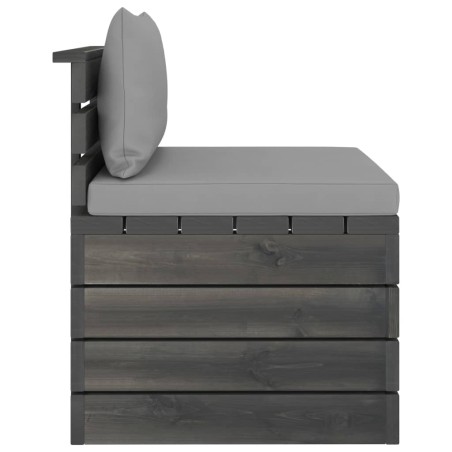 Salon palette de jardin 2 pcs avec coussins Bois de pin massif