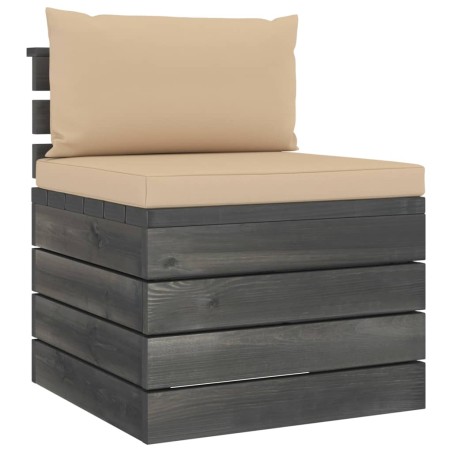 Salon palette de jardin 2 pcs avec coussins Bois de pin massif