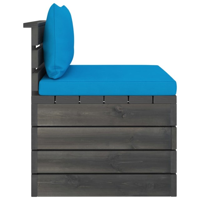 Salon palette de jardin 2 pcs avec coussins Bois de pin massif