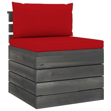Salon palette de jardin 2 pcs avec coussins Bois de pin massif
