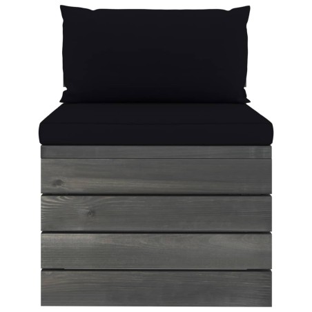 Salon palette de jardin 2 pcs avec coussins Bois de pin massif