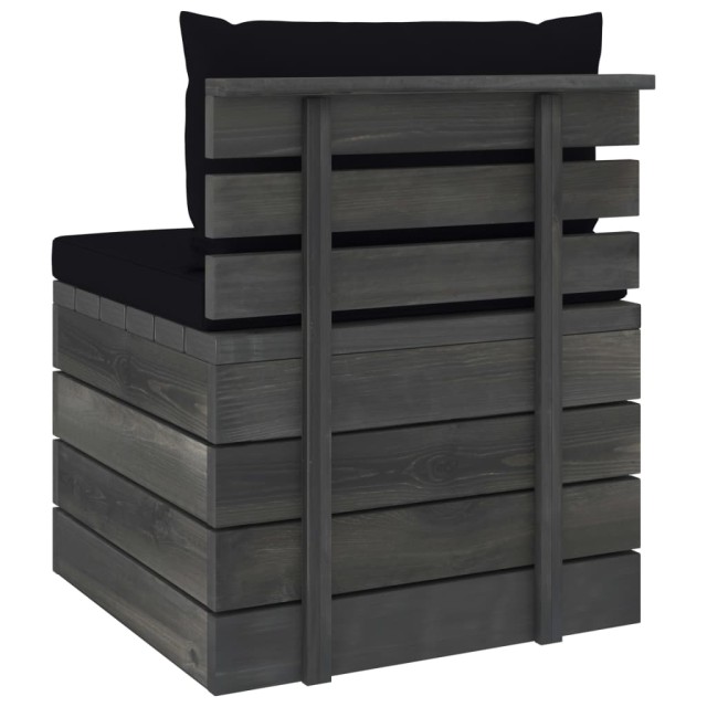 Salon palette de jardin 2 pcs avec coussins Bois de pin massif