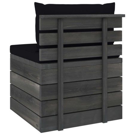 Salon palette de jardin 2 pcs avec coussins Bois de pin massif
