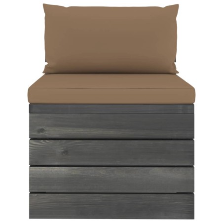 Salon palette de jardin 2 pcs avec coussins Bois de pin massif