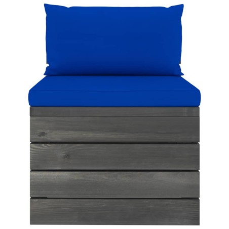 Salon palette de jardin 2 pcs avec coussins Bois de pin massif