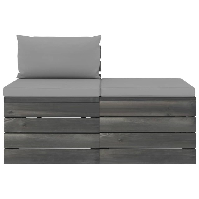 Salon palette de jardin 2 pcs avec coussins Bois de pin massif