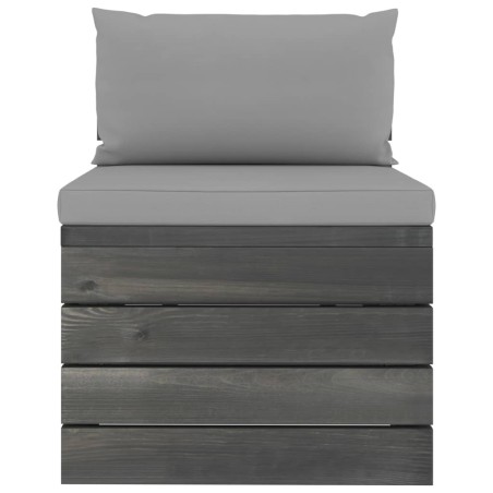 Salon palette de jardin 2 pcs avec coussins Bois de pin massif