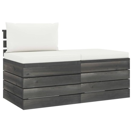 Salon palette de jardin 2 pcs avec coussins Bois de pin massif 2
