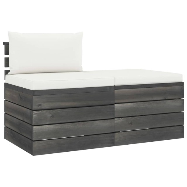 Salon palette de jardin 2 pcs avec coussins Bois de pin massif