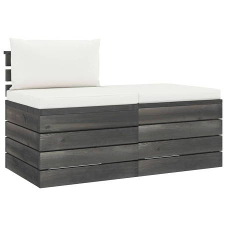 Salon palette de jardin 2 pcs avec coussins Bois de pin massif