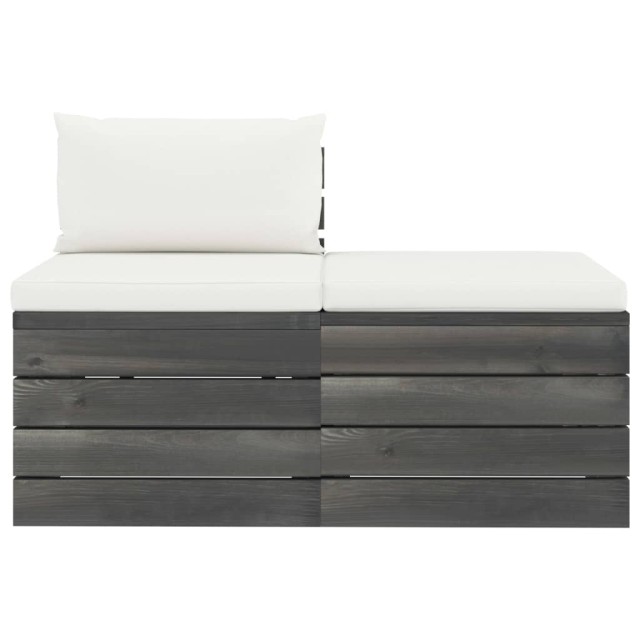 Salon palette de jardin 2 pcs avec coussins Bois de pin massif
