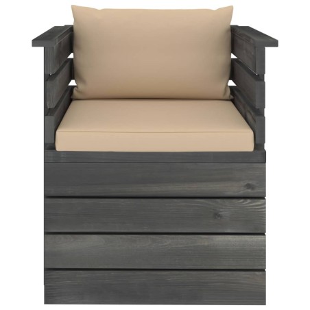 Fauteuil de jardin avec coussins Bois de pin