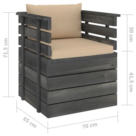 Fauteuil de jardin avec coussins Bois de pin