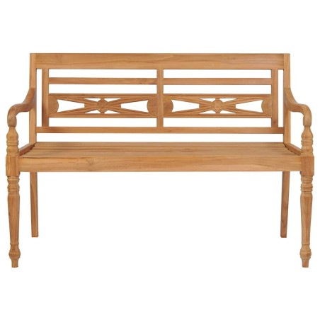 Banc Batavia avec coussin beige 120 cm Bois de teck massif