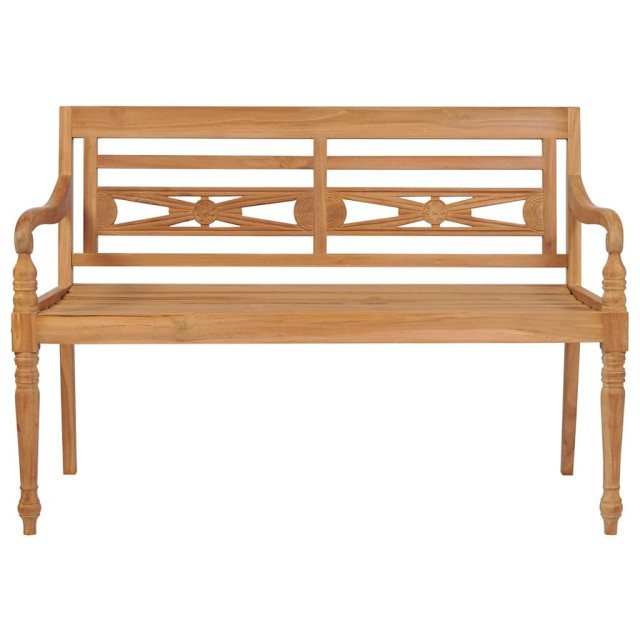 Banc Batavia avec coussin rouge 120 cm Bois de teck massif