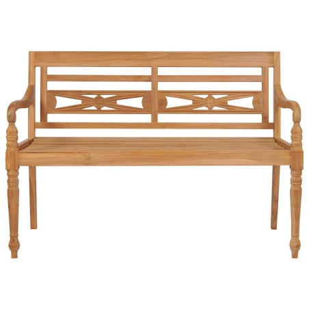 Banc Batavia avec coussin taupe 120 cm Bois de teck massif