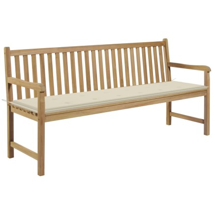 Banc de jardin avec coussin crème 175 cm Bois de teck massif