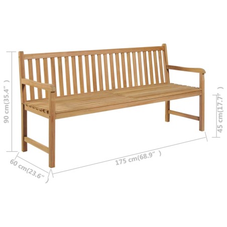 Banc de jardin avec coussin crème 175 cm Bois de teck massif