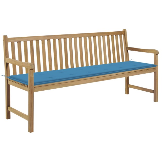 Banc de jardin avec coussin bleu 175 cm Teck massif