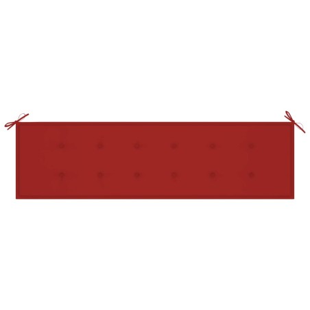 Banc de jardin avec coussin rouge 175 cm Bois de teck massif