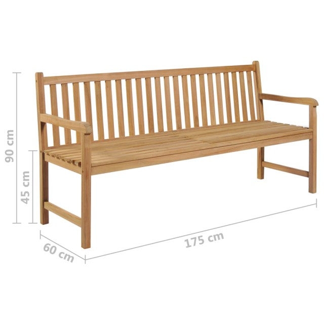 Banc de jardin avec coussin rouge 175 cm Bois de teck massif