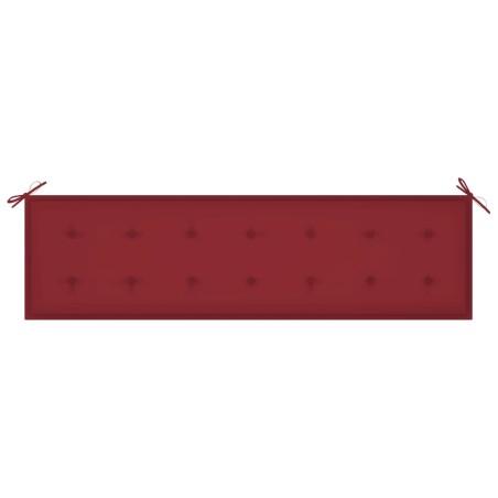 Banc de jardin avec coussin bordeaux 175 cm Bois de teck massif
