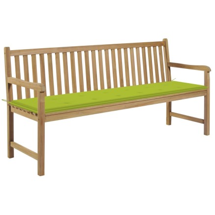 Banc de jardin avec coussin vert vif 175 cm Bois de teck massif