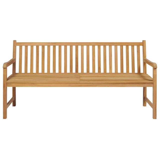 Banc de jardin avec coussin à carreaux gris 175 cm Teck massif