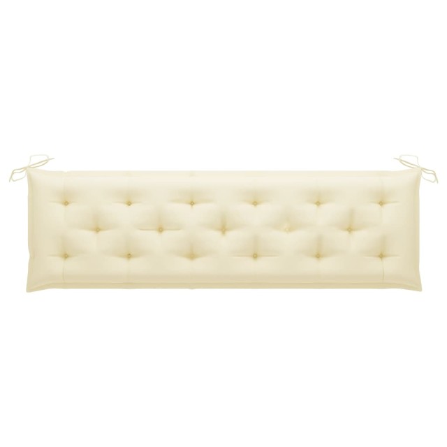 Banc de jardin avec coussin blanc crème 175 cm Teck massif