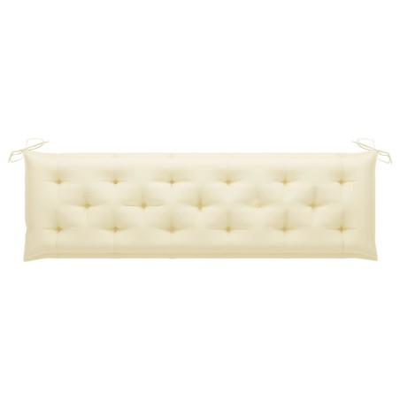 Banc de jardin avec coussin blanc crème 175 cm Teck massif